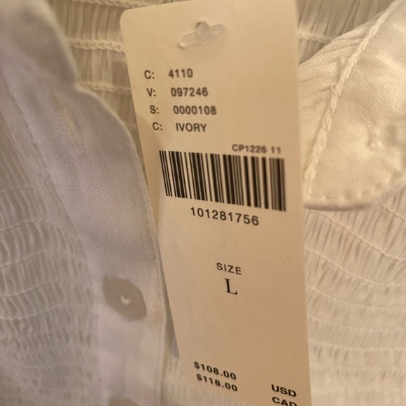 NWT Anthropologie Smocked Buttondown Top Sz L - Picture 5 of 5